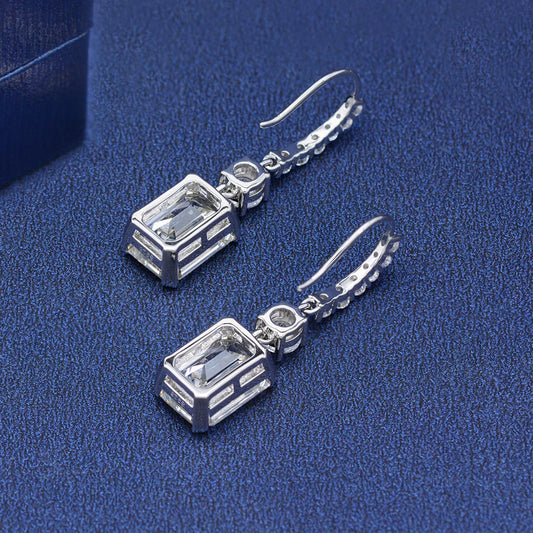 Luxury 925 Sterling Silver Created Moissanite Gemstone White Gold Drop Dangle Hook Earrings Fine Jewelry Gift Wholesale
